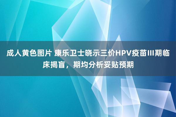 成人黄色图片 康乐卫士晓示三价HPV疫苗Ⅲ期临床揭盲，期均分析妥贴预期