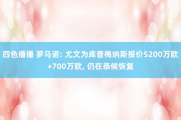 四色播播 罗马诺: 尤文为库普梅纳斯报价5200万欧+700万欧, 仍在恭候恢复