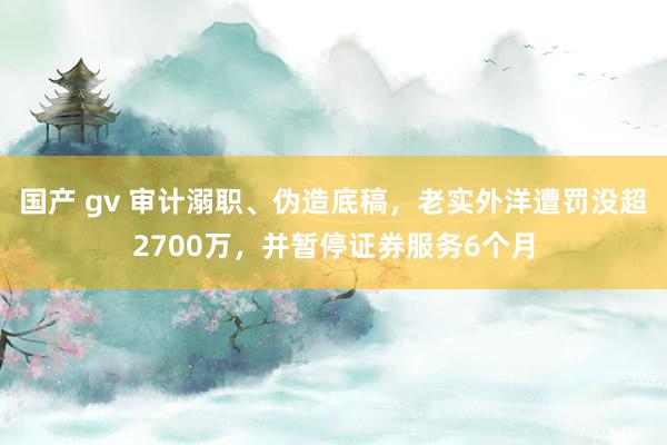 国产 gv 审计溺职、伪造底稿，老实外洋遭罚没超2700万，并暂停证券服务6个月